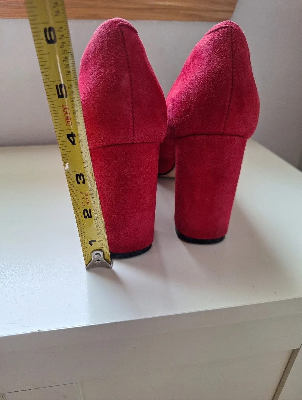 Isola Red Suede Rounded Block Heel Pumps